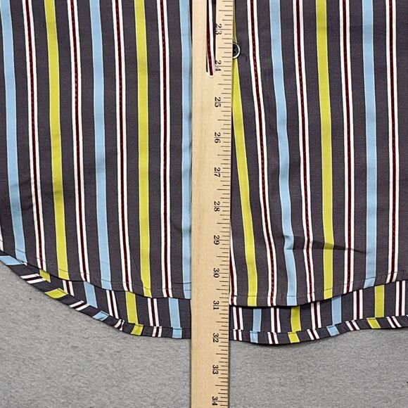 Robert Graham Shirt Men Size Medium‎ Striped Button Up Flip Cuff Colorful - Picture 7 of 14